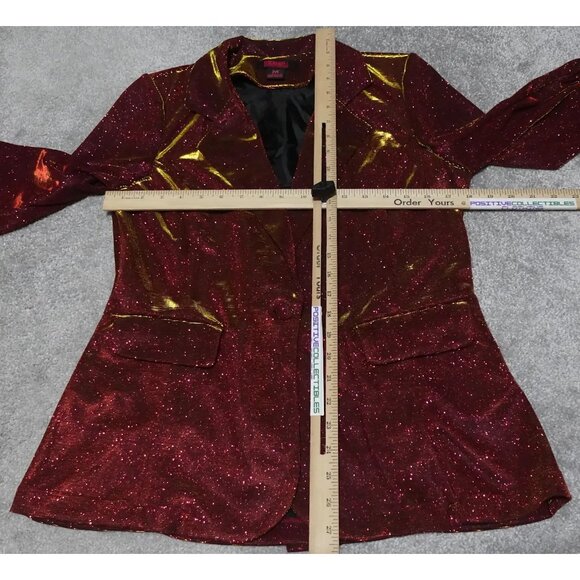 Rock & Roll Denim Blazer Jacket Women's Medium Red Color Changing Metallic - Picture 5 of 13